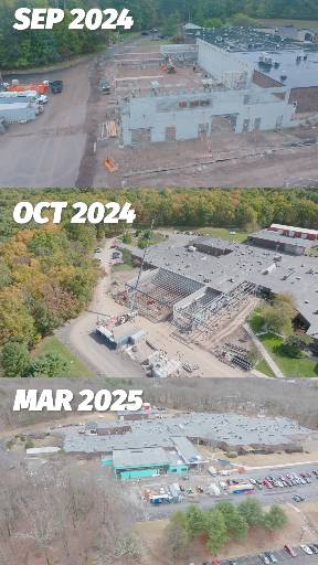 Aerial progress photos of the MCTI expansion from September 2024 to March 2025
