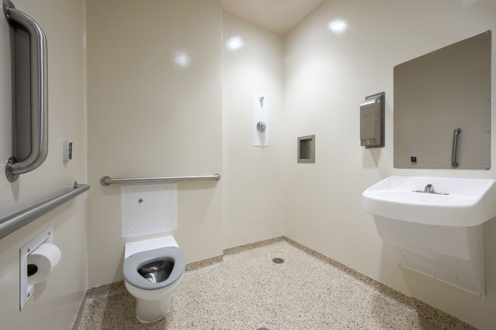 Accessible patient restroom in a medical facility